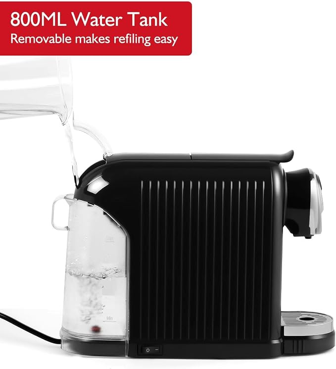 CUSIMAX Coffee Maker for Nespresso Original, Single Serve Espresso Coffee Machine with Capsule Storage, Programmable 3 Brew Sizes, 19Bar High Pressure, 27oz/0.8L Removable Reservoir, Energy Saving