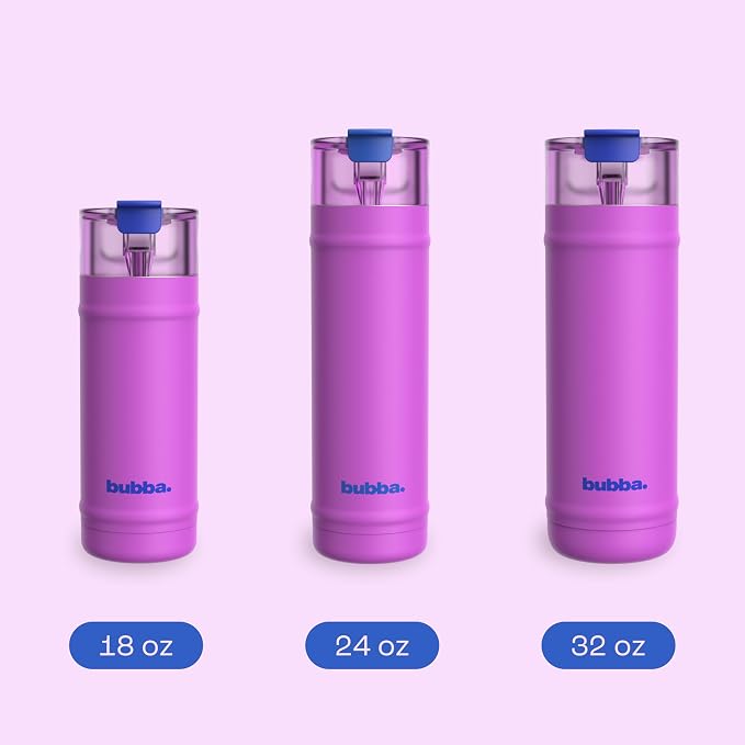 bubba 18 oz Dualsip Insulated Stainless Steel Water Bottle with Straw - Reusable, Leakproof, Lightweight, Dishwasher Safe, Lead-Free and BPA-Free, Moodbooster