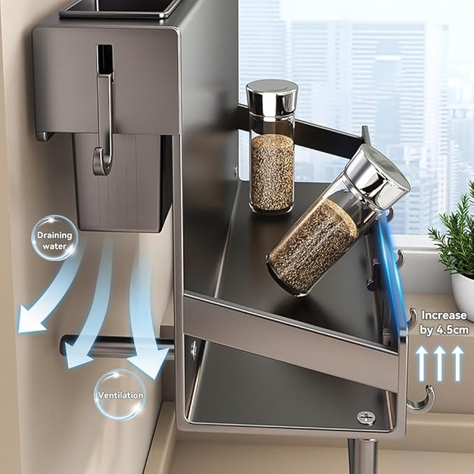 Multifunctional Wall-Mounted Knife Holder Kitchen Utensils Holder Spice Storage Organizer Rack for Knives, Spoons, Chopsticks, Towels, Pot Lids, Spice Jars (White)