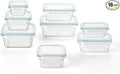 Glasslock Tempered Glass Food Storage Containers with Lids for Household Essentials, Meal Prep, and Leftover Storage, Clear (8 Pack)