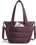 BAGSMART Lunch Bag Women Small Insulated Tote with Lunch Compartment Quilted Lightweight Puffy Tote Bag for Work, Travel, Outdoor, Crimson Purple