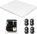 Appliance Slider 360° Rolling Tray for Coffee Maker- Bamboo Coffee Pot Slider Tray Countertop Rotation Sliding Tray with Wheels, Small Appliances Mat Easily from Under The Cabinet White(13.9"×11.6")