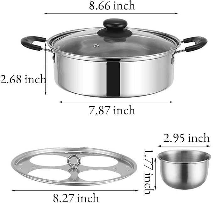 Egg Poacher Pan Stainless Steel 4 Cup Poached Egg Maker Nonstick Poached Egg Maker for Kitchen