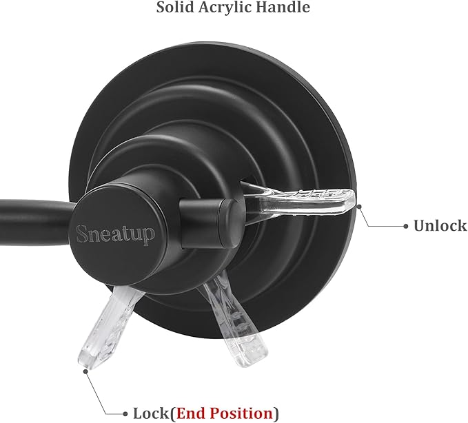 Sneatup Suction Cup Extendable 17-29" Stainless Steel Towel Bar (Matte Black)
