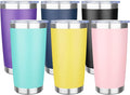 20oz Tumbler with Lid Stainless Steel Insulated Tumblers Travel Coffee (6, Light green/Yellow/Light pink/Purple/Navy blue/Black)