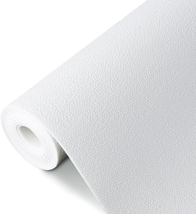 WochiTV Shelf Liner for Cabinets, Drawer Non Adhesive Non Slip Foam Mat for Kitchen, Pantry, Bathroom, Cupboard, Garage, Closet, Shelves, Drawer, Tool Box, White 11.8 x 236 inches