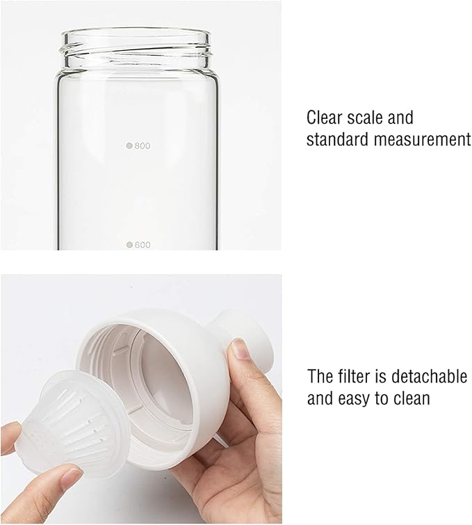 Water Pitcher Creative Glass Cafare Borosilicate Glass Pitcher with Silicone Insulation Sleeve with Detachable Filter for Hot and Cold Drinks Ice Tea Pitchers (Color : White)