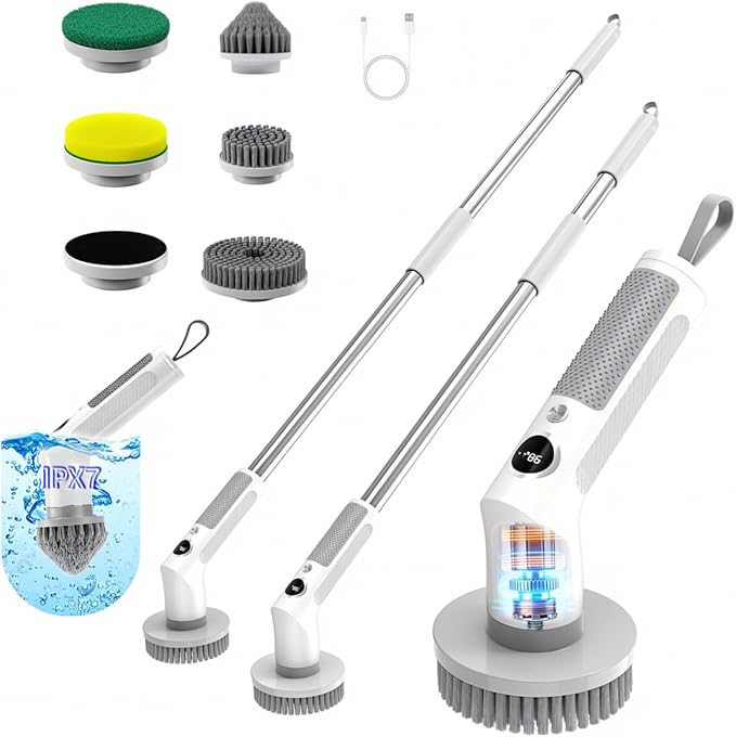 Bathroom Cleaning & Hand Care Bundle, Touchless Foaming Soap Dispenser and Cordless Electric Spin Scrubber Set