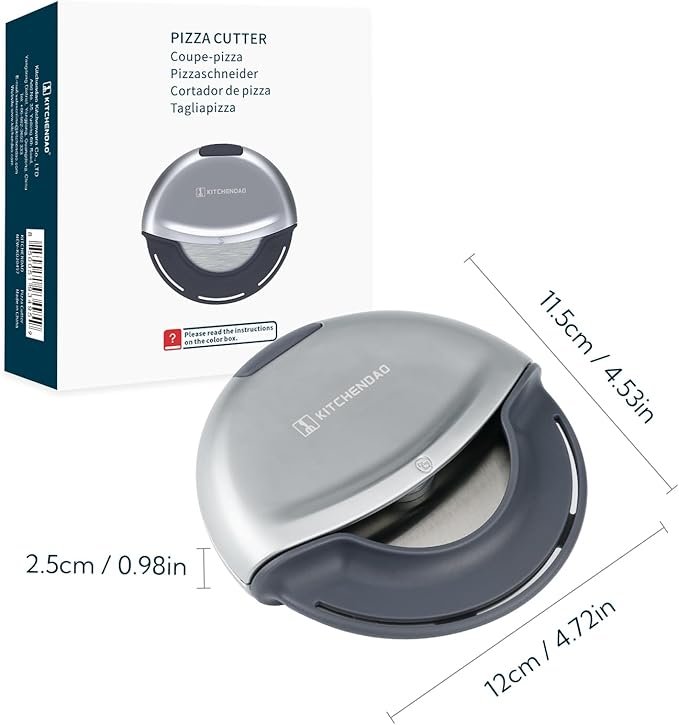KITCHENDAO Premium Heavy Duty Pizza Cutter Wheel – Magnetic Detachable Design Handheld Pizza Slicer, 4-Inch Sharp Blade with Safety Protective Cover, Durable, Dishwasher Safe, Great Gift Idea