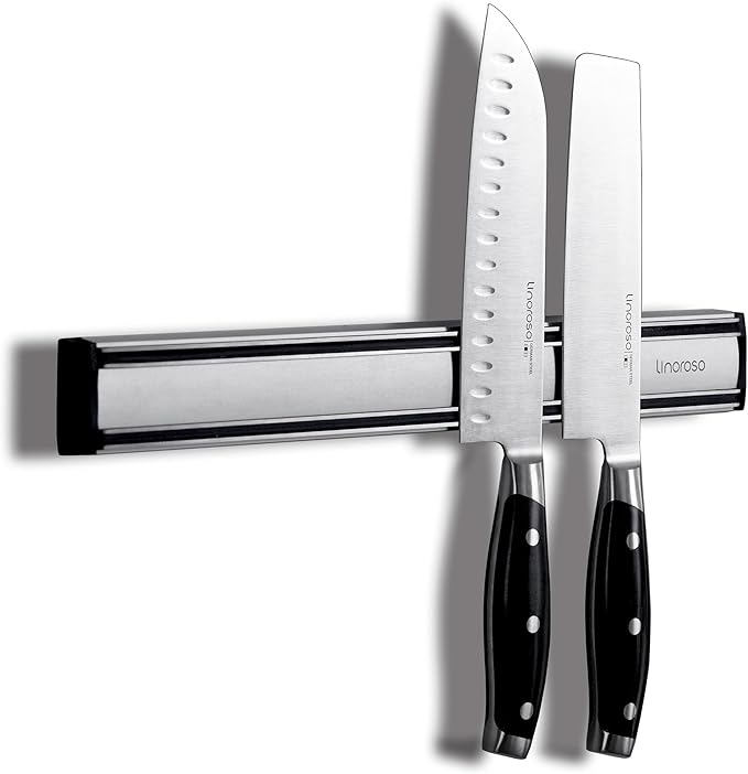 linoroso Magnetic Knife Holder, Heavy Duty Aluminum Magnetic Knife Holder for Wall Use as Knife Bar, Knife Holder, Magnetic Tool, Kitchen Utensil & Home Organizer, 17.3 Inch