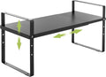 Across-Star Expandable Cabinet Shelf Organizer Rack, Stackable Kitchen Counter Storage Shelves Stand, Adjustable Height Pantry Shelf Spice Rack (Black, 1 Pack)