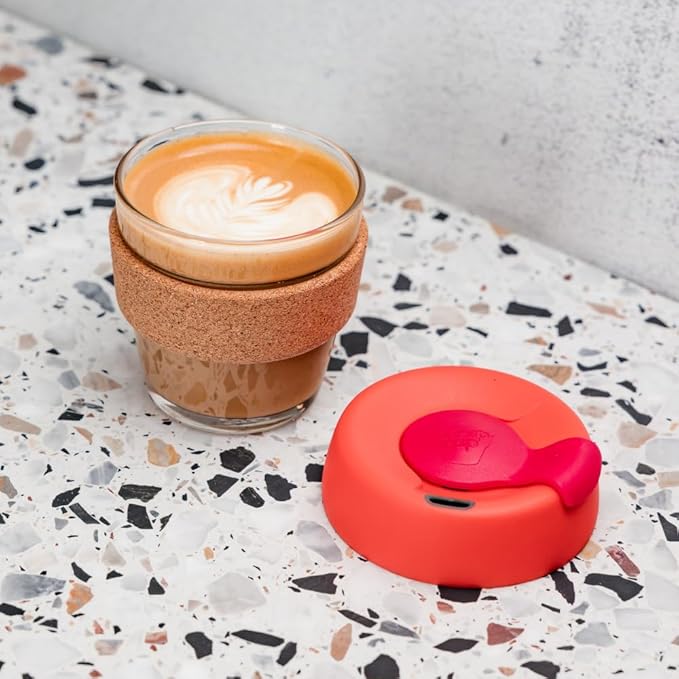 KeepCup Brew Cork, Reusable Glass Tumbler with Natural Cork, Tall Coffee Cup 12oz/340ml - Daybreak