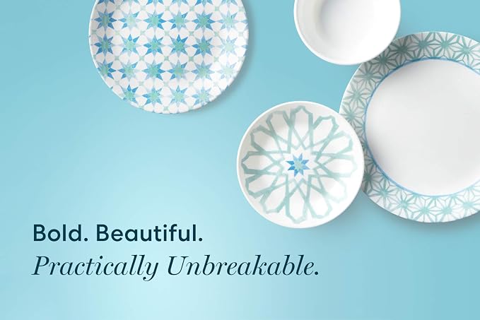 Corelle 18-Piece Service for 6, Chip Resistant Dinnerware Set, Amalfi Verde