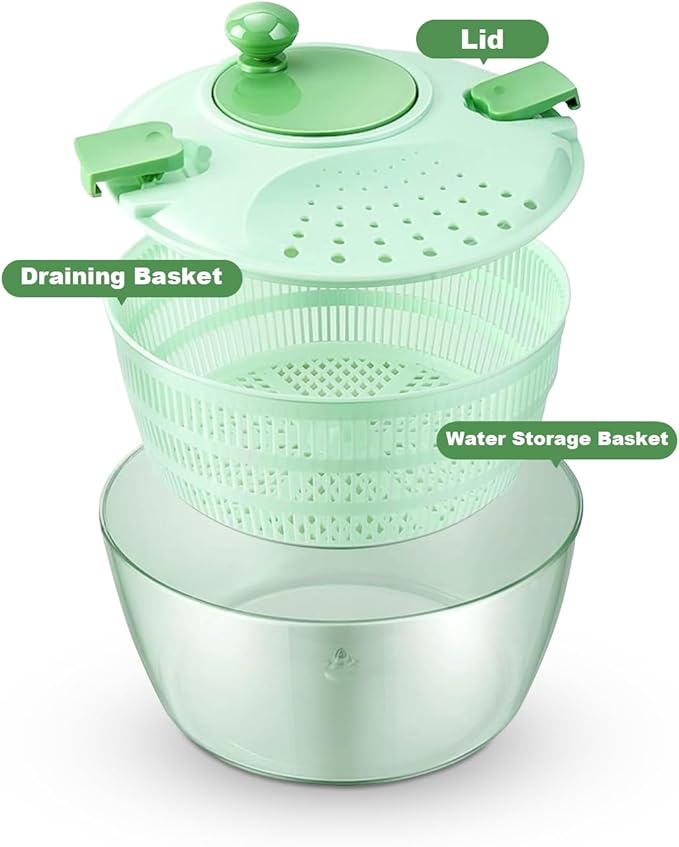 Salad Spinner Large 3.6 Qt, Lettuce Rotator with Secure Lid Lock and Rotated Handle, Fruits Rotator Dryer Vegetable Washing Dryer for Greens, Herbs, Berries, Fruits, No BPA