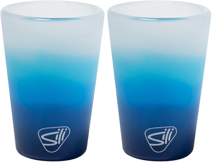 Silipint 1.5oz Silicone Shot Glasses – Pack of 2 Unbreakable, BPA-Free, Non-Toxic, Dishwasher & Freezer Safe Cups – Colored Shot Glasses for Cold Beverages, Cocktails, Travel, Party (Blizzard)
