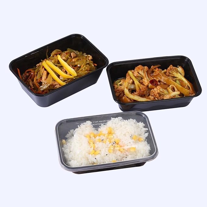 100pc 24 oz square meal prep containers with lids ,disposable to go food containers,Plastic take out food containers With Lid, Reusable food storage containers ，Microwave Freezer Dishwasher Safe