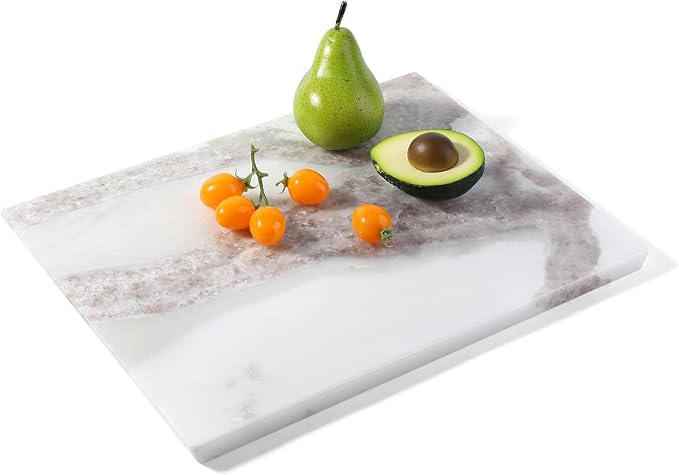 Koville Marble Cutting Board for Kitchen, 16x12 Inches Large Marble Slab Cheese Board, Rectangular Serving Board for Baking Charcuterie Pastry, Natural Stone Board for Countertop (Namib Picasso)