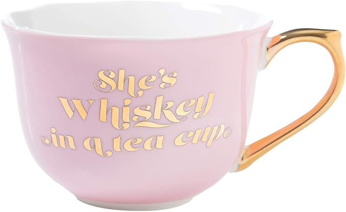 Slant Collections - Ceramic Tea Cup and Saucer Set, 5-Ounce, Whiskey