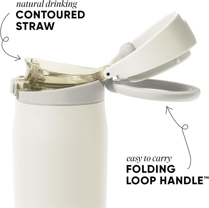 Simple Modern Personalized Mesa Loop Water Bottle with Covered Straw and Handle | 30oz Cup Holder Friendly Insulated Stainless Steel Bottles for Travel, Sports and School | Cashew