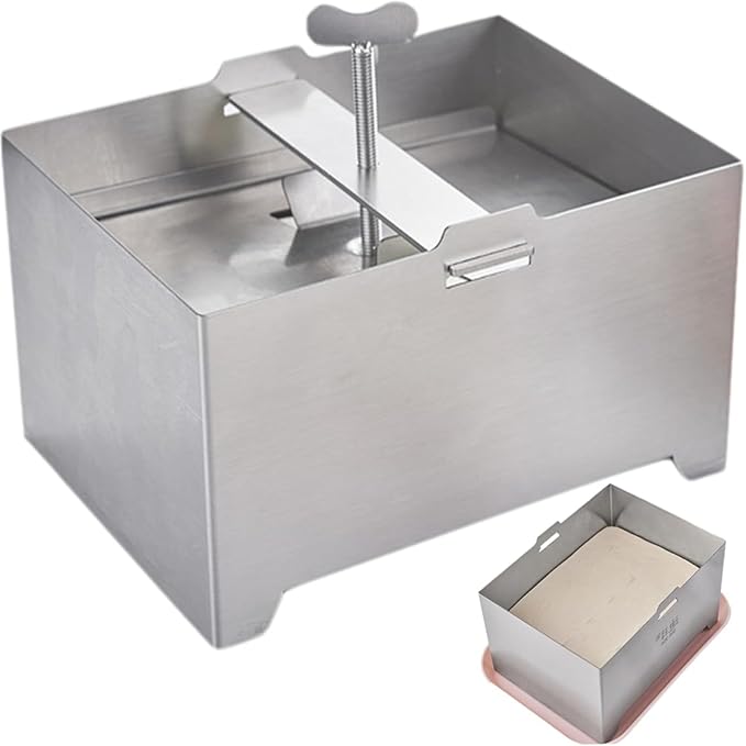 Tofu Presses Stainless Tofu Press Adjustable Paneer Maker with Drain Hole and Drip Tray 16129cm Cheese for Making 1kg Tofu Cheese for Home&Kitchen White