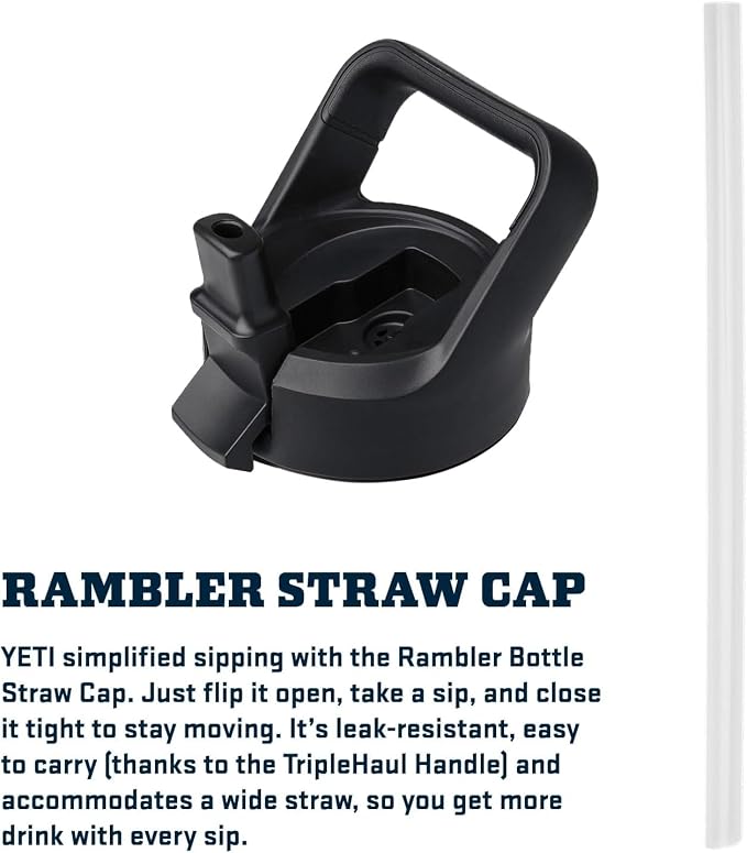 YETI Rambler 18 oz Bottle, Vacuum Insulated, Stainless Steel with Color Matching Straw Cap, White