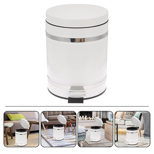 KESYOO Step-on Iron Garbage Can with Lid, 5.5 Gallon Industrial Style Wastebasket for Home and Office, Round Pedal Trash Bin with Roman Pattern Cover