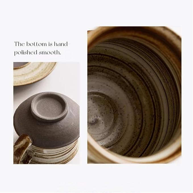 210ml Ceramic Mug Saucer Set Home Wabi Sabi | retro, artisan, original design, minimalist, durable, latte, afternoon tea