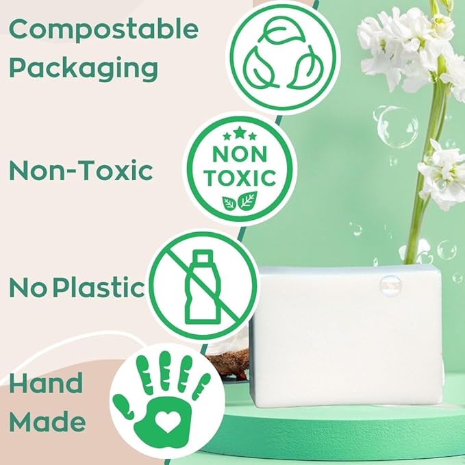 Green Llama Dish Washing Bar Soap Set with 2 Solid Coconut Oil Bars, Sisal Scrub Brush & Bamboo Holder, Fragrance-Free Kitchen Cleaning Set