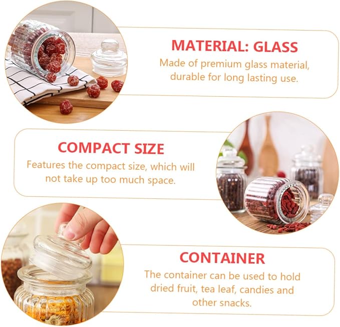 4pcs Glass Storage Can Meal Prep Containers Lids for Pantry Organization