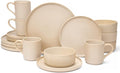 OTAGO 16-Piece Dinnerware Set for 4 with Mugs, Ribbed Stoneware Plates and Bowls Sets, Unique Handcrafted Reactive Glaze, Chip and Scratch Resistant Dish Set, Microwave & Dishwasher Safe, Yellow
