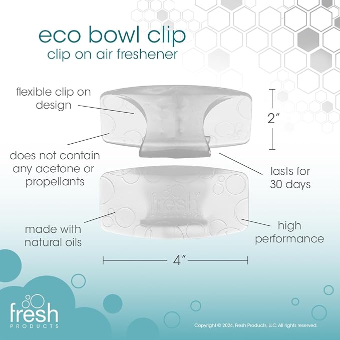 Fresh Products Eco Bowl Clip Air Freshener Versatile Design Toilet Freshener Trash Freshener Chemical Free Natural Oils Discreet Lasts 30 Days Made in the USA Honeysuckle 12 pk