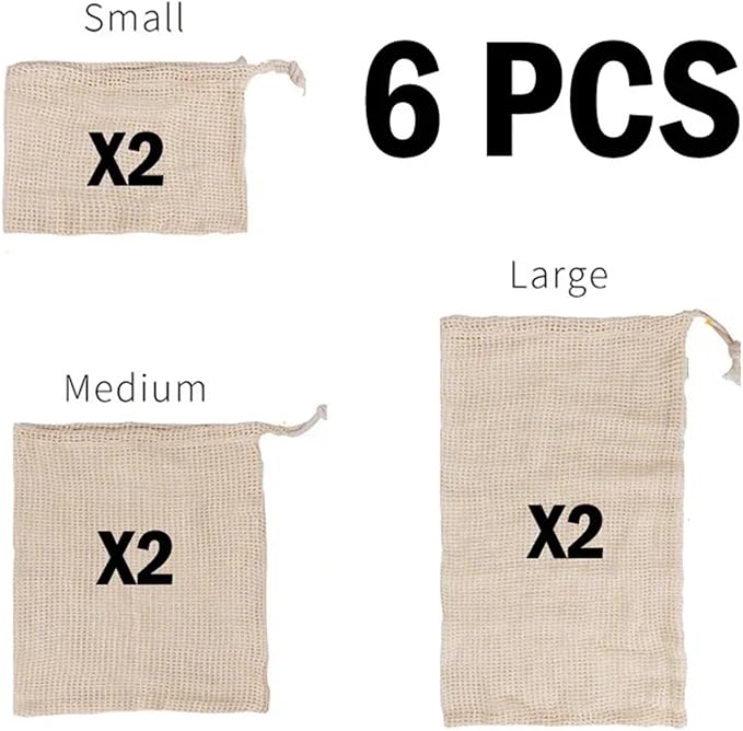 Mesh Produce Bags Reusable Produce Bags Set Eco Bag Cotton Mesh Vegetable For Fruit Storage Shopping(2S 2M 2L)