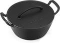 Onlyfire Cast Iron Dutch Oven, Heavy-Duty Dutch Oven Pot with Lid & Handle for Induction, Gas & Oven and Campfire, Cast Iron Skillet Cookware for Bread, Frying, Baking, 5.5 Quart