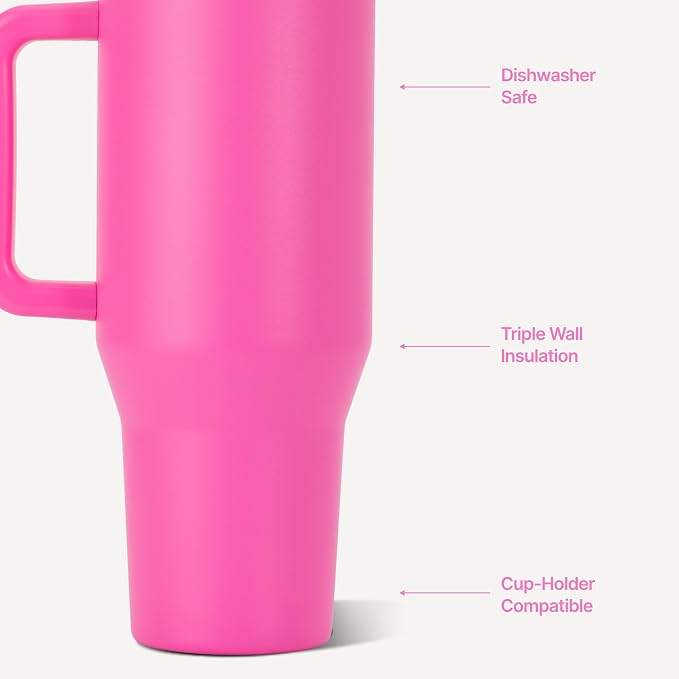 HydroJug Traveler 40oz, Insulated Tumbler with Handle & Straw, Razzle