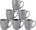 GBhome 16oz Coffee Mugs Set of 6, Large Ceramic Coffee Mugs for Man, Woman, Dad, Mom, Modern Coffee Mugs Set with handle for Tea/Latte/Cappuccino/Milk/Cocoa. Dishwasher&Microwave Safe,Matte Grey