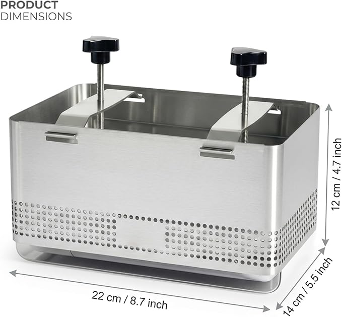 Tofu Press - Stainless Steel Tofu Mold & Paneer Cheese Press Kit for Homemade Firm Yogurt Strainer, Includes Drain Tray & Cloth, XLTofu