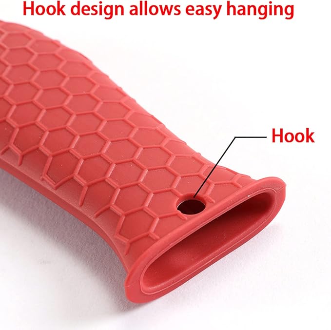 6 Pieces Silicone Hot Tool Holder Heat Resistant Potholder Cookware Handle Non Slip Rubber Pot Holders Handles Grip Covers for Cast Iron Skillet Silicone Cooking Kitchen Suits (Black)