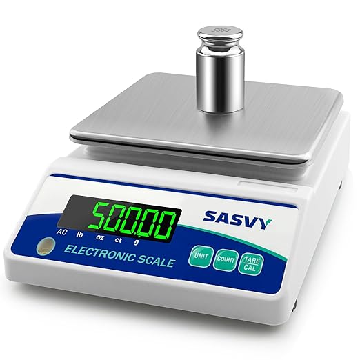 Lab Scale 5000g x 0.01g Scientific Scale g/oz/ct/lb High Precision Digital Electronic Analytical Balance for Jewelry Kitchen Laboratory School, Includes 500g Calibration Weight&Battery