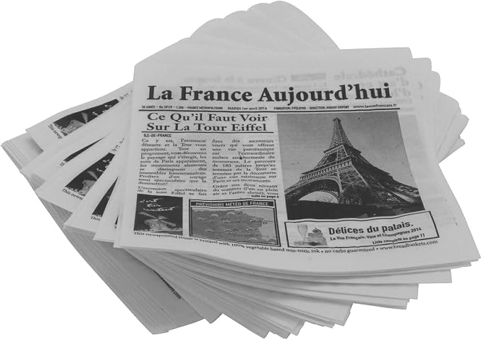G.E.T. 4-T1050 White Newspaper Theme Cone Basket Liner / Deli Wrap Paper Paper Food-Safe Tissue Liners Collection, 5.5" x 5.5" (Pack of 2000)