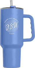 Logo Brands NCAA Jackson State Tigers Retro Script Arctic 40 oz Tumbler with Handle - Stylish Everyday Use Powder Coated-Stainless Steel with Straw- Keeps Cold For Hours
