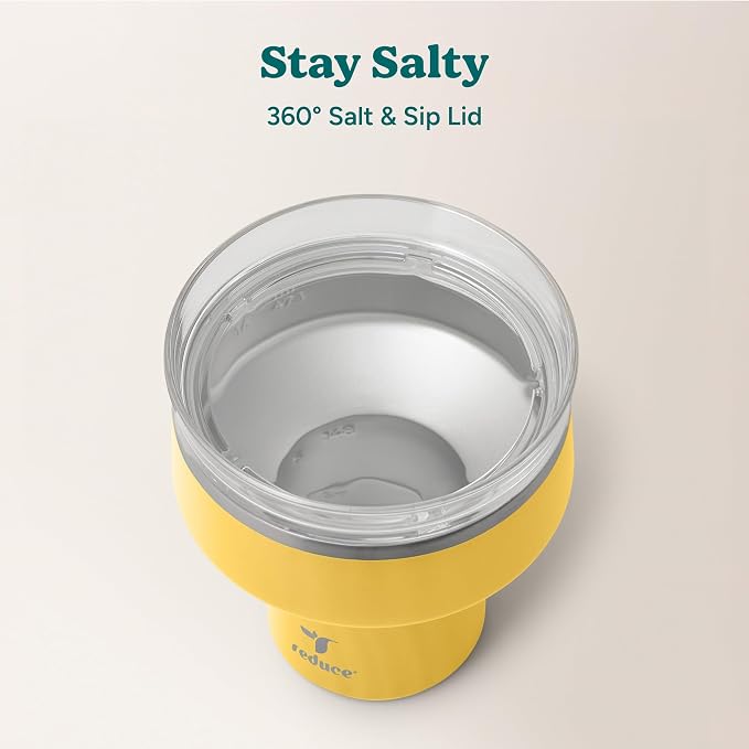 REDUCE Saltini 16 oz Cocktail Tumbler - Insulated Margarita Tumbler with Lid - Keeps Drinks Cold for 10 Hours - 360 Sippable Martini Glass Alternative - Shatterproof, Perfect for Parties - Pineapple