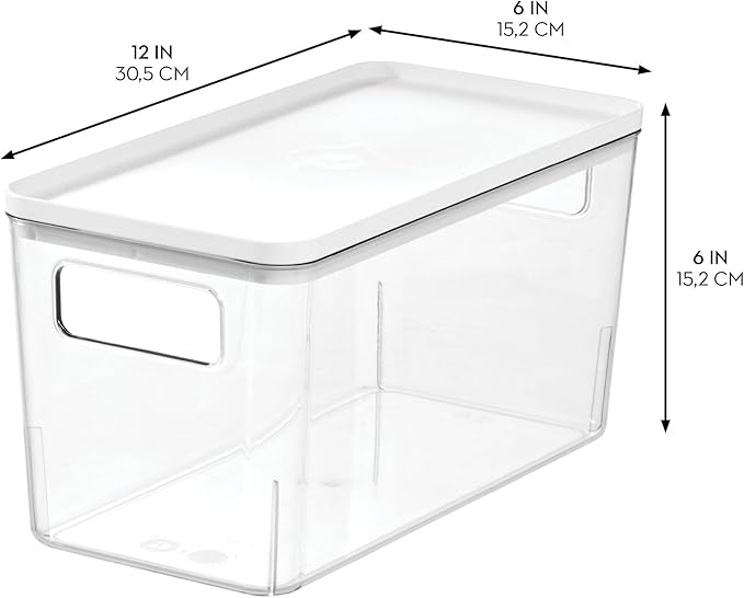 iDesign Plastic Pantry Bin with Lid and Handles - Set of 3 - Clear/Marshmallow White