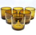 Solid Amber 12 oz Large DOF Glasses (set of 6), Recycled Glass, Lead-free, Toxin-Free (12oz Large DOF)