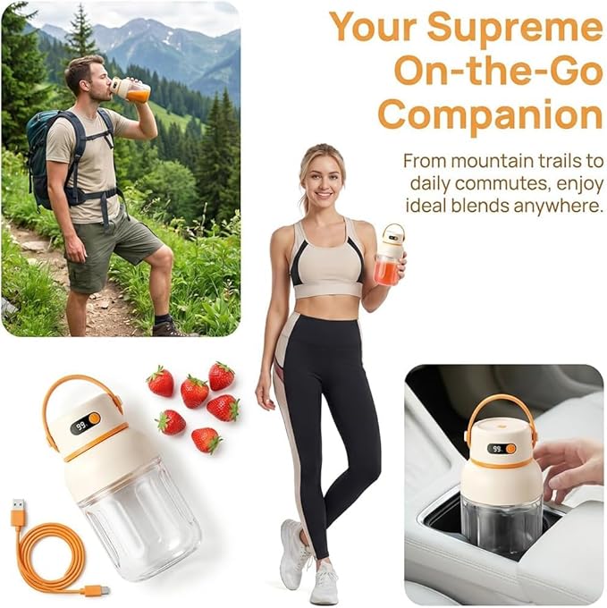 Portable Electric Juicer Cup with Zero Cord Hassle, 33oz Large Capacity Personal Blender with 18000RPM High Speed, USB-C Rechargeable Wireless Juicer Cup for Gym, Travel (1200ML / 40OZ)