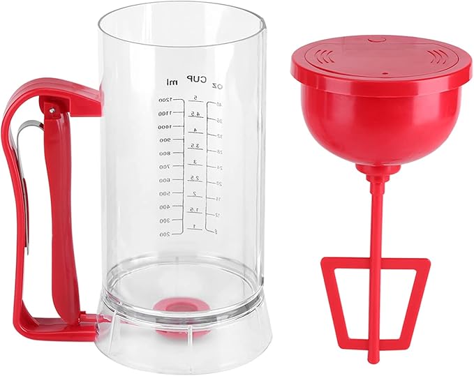 Batter Dispenser, 1200mL Cordless Electric Pancake Cupcake Batter Mixer Bakeware Maker Machine Battery Powered Measuring Baking Tool for Muffins Crepes Cake