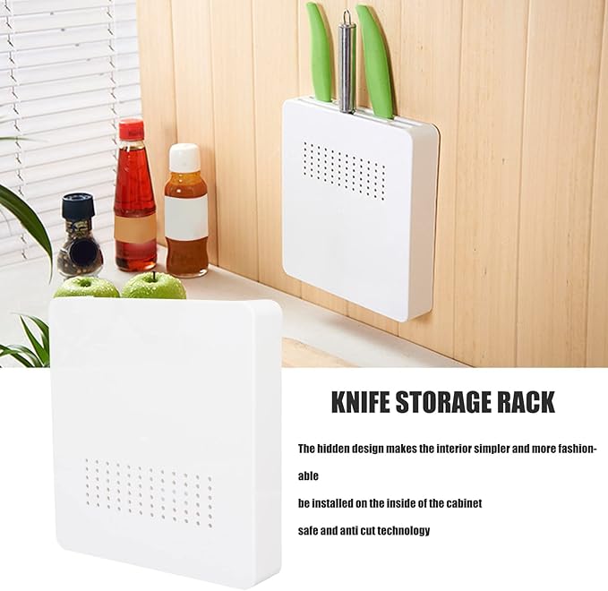 Wall Mounted Hidden Kitchen Knife Holder Prevent Injury Breathable Knife Block Home Kitchen, #911, NIZUUONEdg9bt2gupo