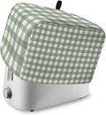 Sage Green Buffalo Plaid Toaster Cover 4 Slice, Large Kitchen Appliance Cover, Farmhouse Green White Checkered With Loop, Bread Machine Polyester Dust Protection