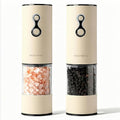 Electric Salt and Pepper Grinder Set USB-C Rechargeable, Dual-Speed Automatic Salt and Pepper Mills with 9 Adjustable Coarseness, Ceramic Burr, LED Light, Refillable, (Buttercream）