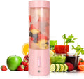 Portable Juicer Blender, USB Rechargeable Smoothie Maker with 6 Upgraded Blades and 4000mAh Battery, 450ml/15oz Capacity, Ideal for Smoothies, Protein Shakes, Travel and Office (Pink)