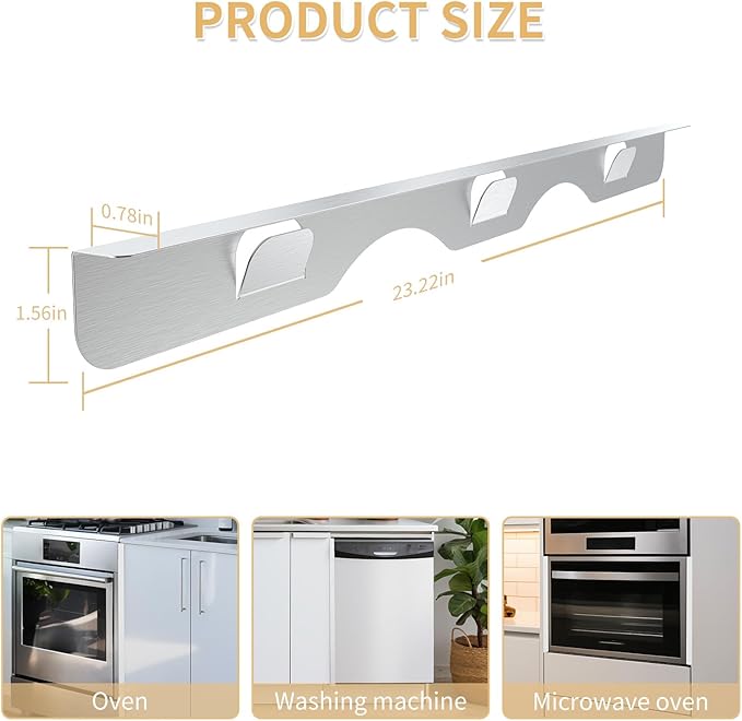 Stove Gap Covers 316 Stainless Steel,Thick Stove Gap Filler,Heat-Resistant Oven Side Gap Filler,Between Stove and Counter Slide In Range Trim Kit for Kitchen,2 Pack (23.2” Upgrade Silver)